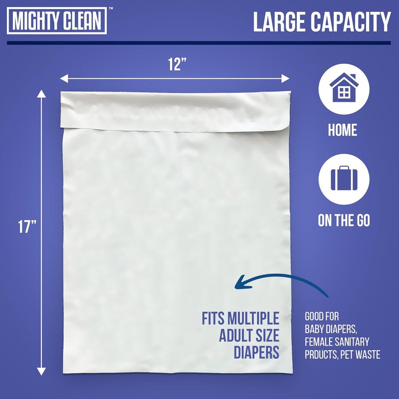 Mighty Clean Extra Large Adult Diaper Disposable Bags - 30 Bags | Leak-Proof, Odor Sealing, Tear Resistant | Discreet for Diapers, Incontinence Pads, Sanitary Product Disposal | Durable and Unscented - Image 2